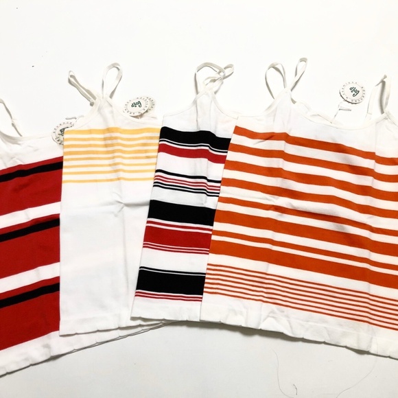 NWT 4pc Grip Cami Tank Top Lot L/XL Striped Nylon Spandex Red Yellow Black Orang - Picture 2 of 8